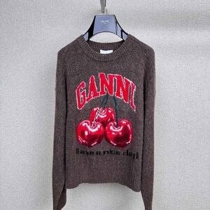 Ganni Chocolate Sweater with Cherry Motif